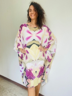 Image of Vestido Plissado Curto Crepe Orquídea Branco