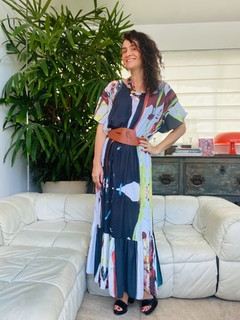 Vestido Asa Babado Longo Crepe Ganesha - comprar online