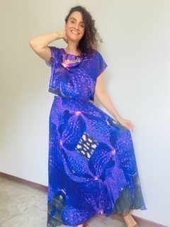 Saia Plissada Longa Crepe Orquídea Roxo - buy online