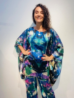 Image of Camiseta Maxi Cetim Joan Azul