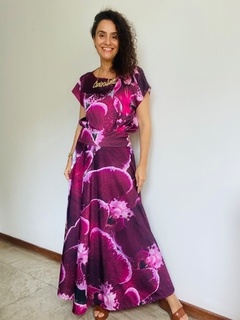 Saia Evasê Longa Jersey Orquídea Vinho - buy online