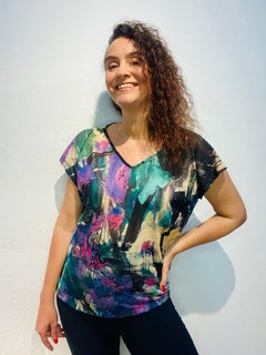 Camiseta Kaftan Vual de Malha Joan Blue - buy online