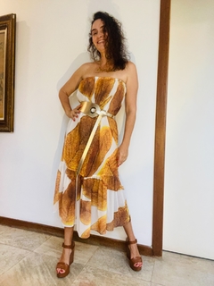 Saia Gomos Longa Chiffon Folhas Douradas - buy online