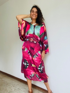 Vestido Maxi Midi Cetim Orquidea Vermelho - comprar online