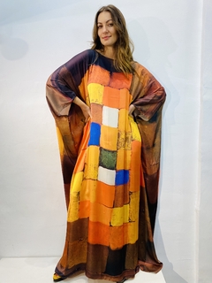 Vestido Maxi Longo Cetim Quadrados on internet