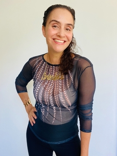 Blusa Pele Tule Faisão Preto