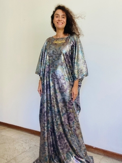 Vestido Maxi Longo Paetê Verde com Dourado na internet