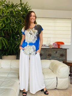 Camiseta Kaftan Cetim Hortênsia Azul - buy online