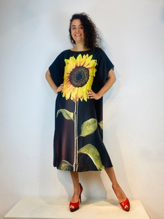 Vestido Amplo Cetim Girassol - ALESSA