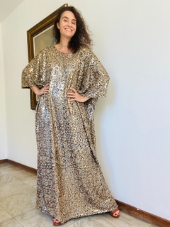 Vestido Maxi Longo Paetê Marron