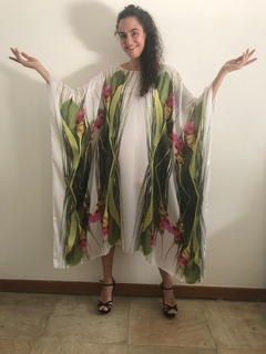 Vestido Maxi Curto Cetim Folhagem Verde - buy online