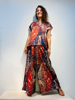 Calça Evasê Jerey Leques - ALESSA