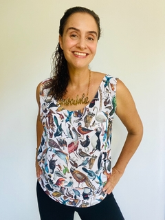Regata Básica Crepe Pássaros - comprar online