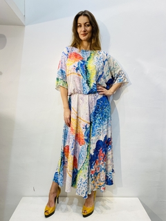 Vestido Morcego Evasê Midi Crepe Mar - buy online