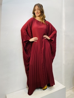 Vestido Plissado Longo Crepe Vinho - loja online