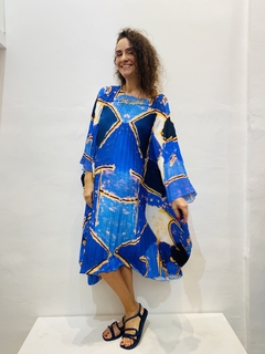 Vestido Maxi Plissado Curto Blue - comprar online
