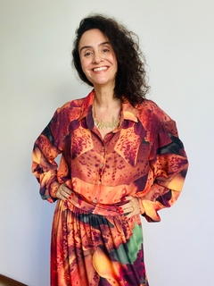 Camisa Social Ampla Crepe Orquidea Laranja - online store