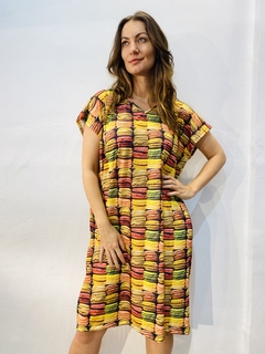 Vestido Kaftan Curto Jersey Macarrom