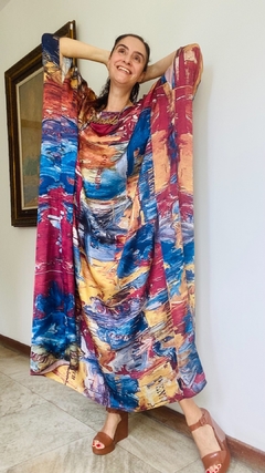 Vestido Maxi Longo Cetim Pop Paint on internet