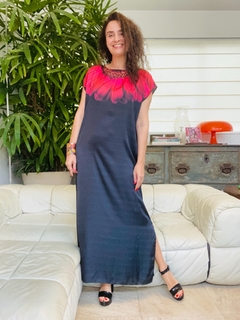 Vestido Kaftan Longo Cetim Gérbera - comprar online