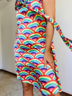 Vestido Boneca Seda Pura Arco Íris on internet