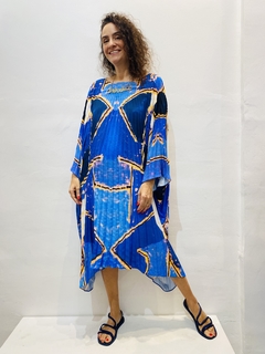 Vestido Maxi Plissado Curto Blue - ALESSA