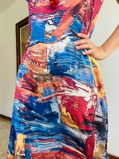 Vestido Kaftan Longo Cetim Pop Paint - buy online