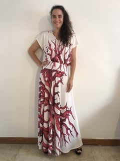 Saia Longa Evasê Jersey Coral - comprar online