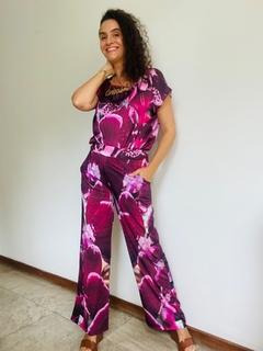 Calça Reta Jersey Orquídea Vinho on internet