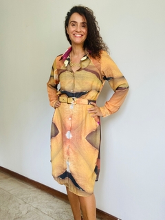 Vestido Chemise Curto Crepe Orquídea Amarelo - buy online