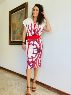 Image of Vestido Kaftan V Jersey Coral