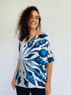 Camiseta Morcego Cetim Concha Azul - loja online