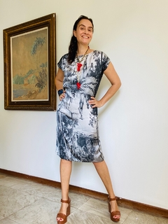 Vestido kaftan Cetim Coqueiros - ALESSA