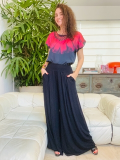 Camiseta Kaftan Cetim Gérbera Preta - buy online