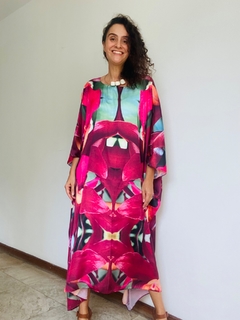 Vestido Maxi Midi Cetim Orquidea Vermelho - ALESSA
