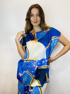 Camiseta Kaftan Cetim Blue