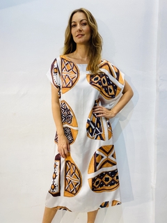 Vestido Kaftan Cetim Indigena