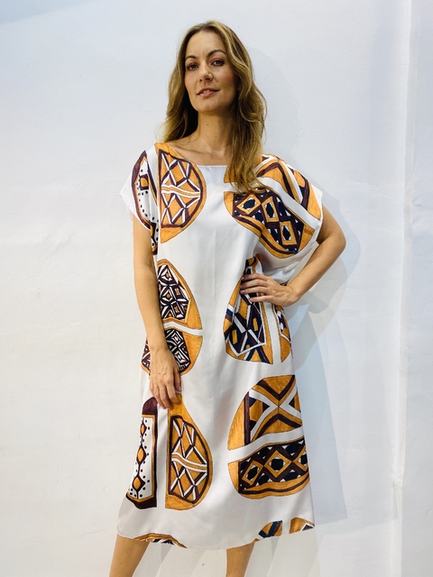Vestido Kaftan Cetim Indigena