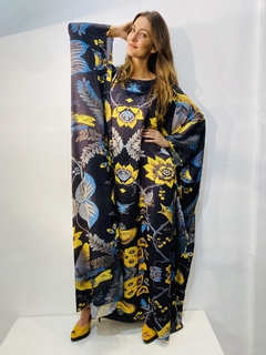 Vestido Maxi Longo Cetim Passaro Azul - buy online