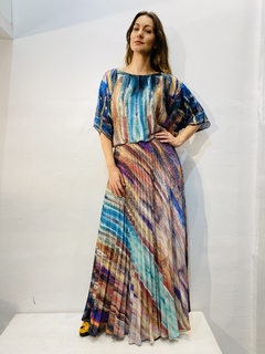 Vestido Morcego Saia Plissada Crepe Munch - comprar online