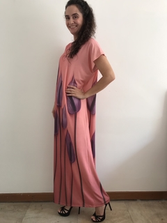 Vestido Longo Kaftan Jersey Antúrio Rosa on internet