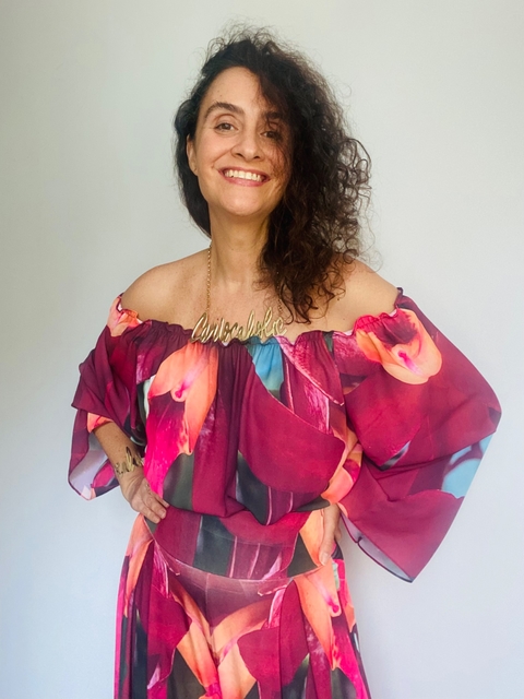 Blusa Cigana Manga Sino Crepe Vermelho