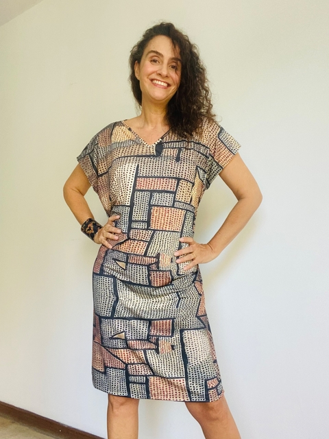 Vestido Kaftan Jersey Paul Klee Cinza