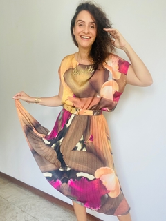 Saia Plissada Curta Crepe Orquídea Amarelo - buy online