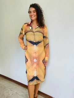 Vestido Chemise Curto Crepe Orquídea Amarelo - online store