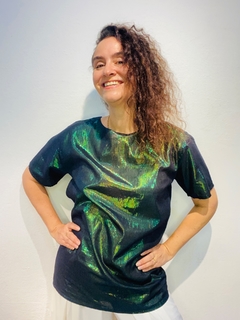 Camiseta Básica Tafetá Verde Besouro - ALESSA