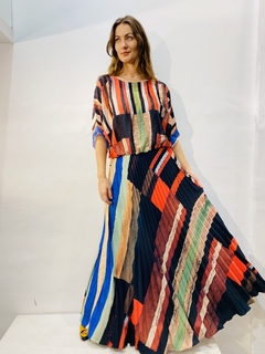Vestido Morcego Saia Plissada Crepe Klee Listra - comprar online