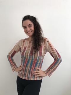 Blusa Pele Tule Moinho Listras 
