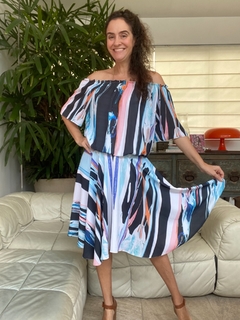 Vestido Cigana Evasê Curto Ganesha Azul - buy online