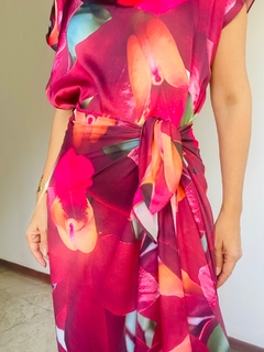 Saia Pareô Longa Crepe Orquídea Vermelho - loja online
